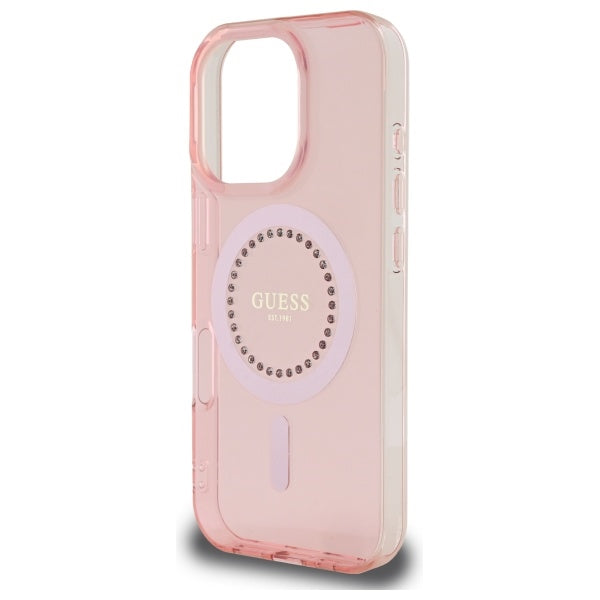 MagSafe-kotelo Apple iPhone 16 Prolle, Guess, IML Rhinestone, Pinkki
