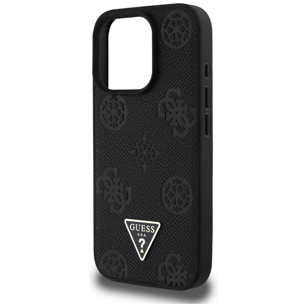 MagSafe-kotelo Apple iPhone 16 Prolle, Guess, Peony Grained Hot Stamp Triangle, Musta