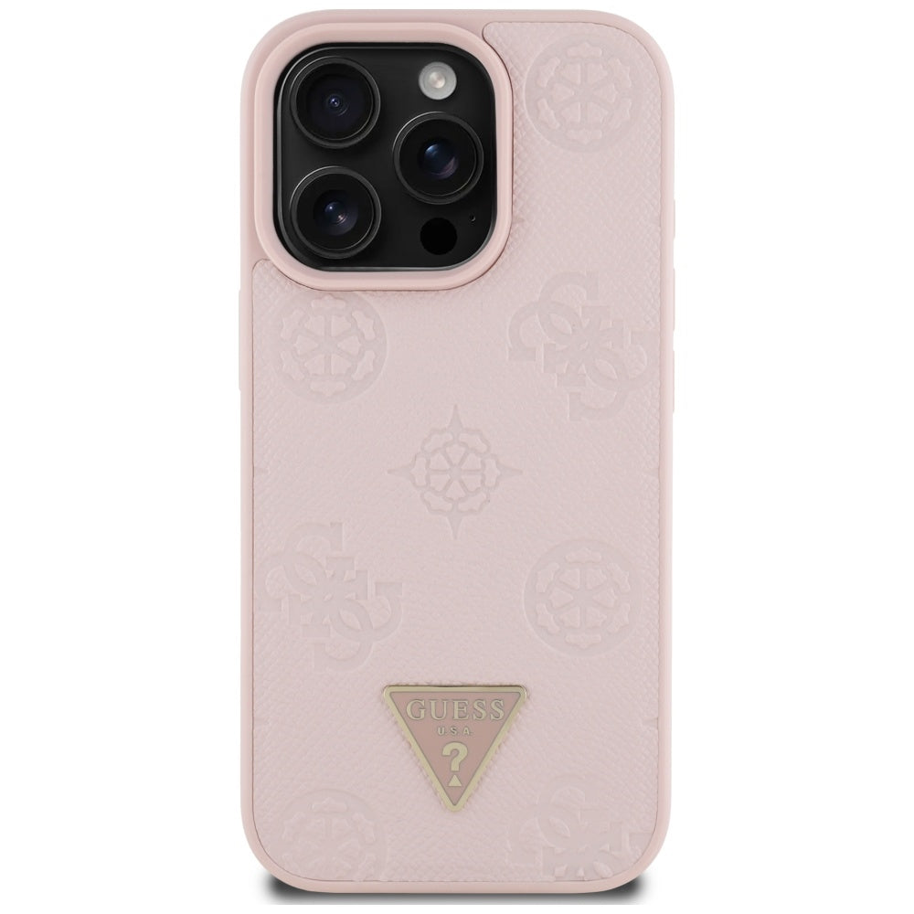 MagSafe-kotelo Apple iPhone 16 Prolle, Guess, Peony Grained Hot Stamp Triangle, Pinkki