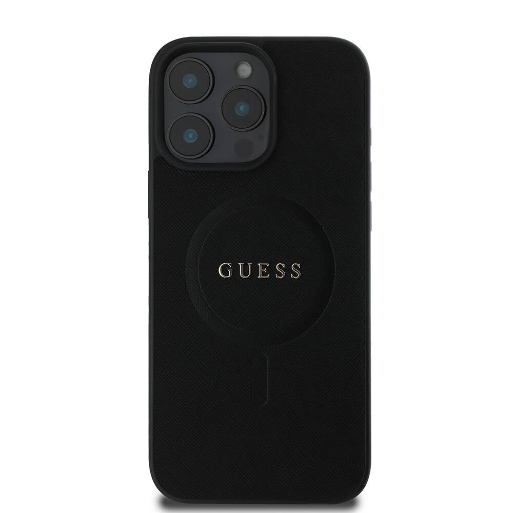 MagSafe-kotelo Apple iPhone 16 Prolle, Guess, Saffiano Classic Logo, Musta