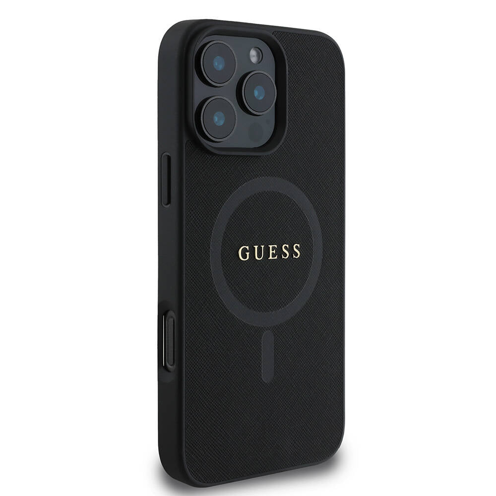 MagSafe-kotelo Apple iPhone 16 Prolle, Guess, Saffiano Classic Logo, Musta