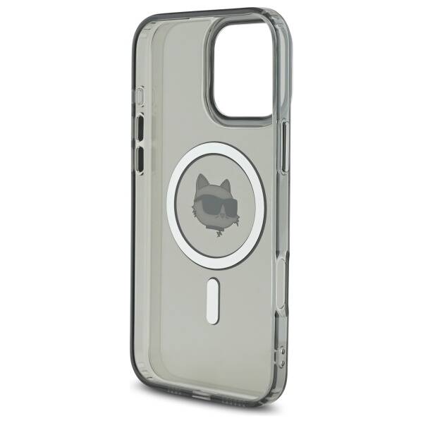 MagSafe-kotelo Apple iPhone 16 Prolle, Karl Lagerfeld, IML Metal Choupette's Head, Musta