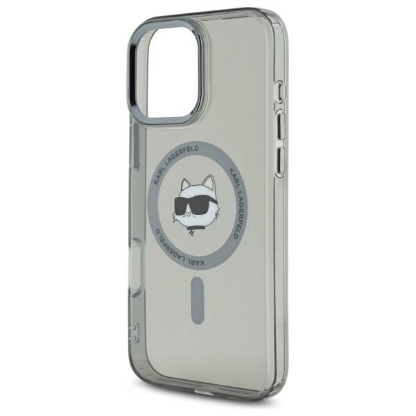 MagSafe-kotelo Apple iPhone 16 Prolle, Karl Lagerfeld, IML Metal Choupette's Head, Musta