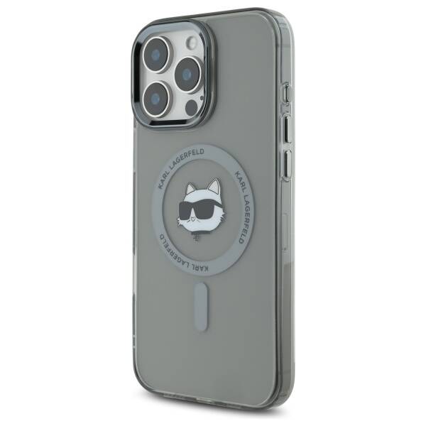 MagSafe-kotelo Apple iPhone 16 Prolle, Karl Lagerfeld, IML Metal Choupette's Head, Musta