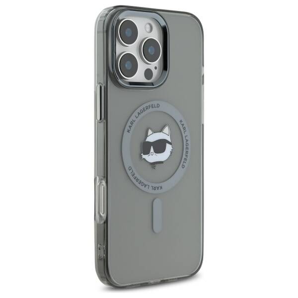 MagSafe-kotelo Apple iPhone 16 Prolle, Karl Lagerfeld, IML Metal Choupette's Head, Musta