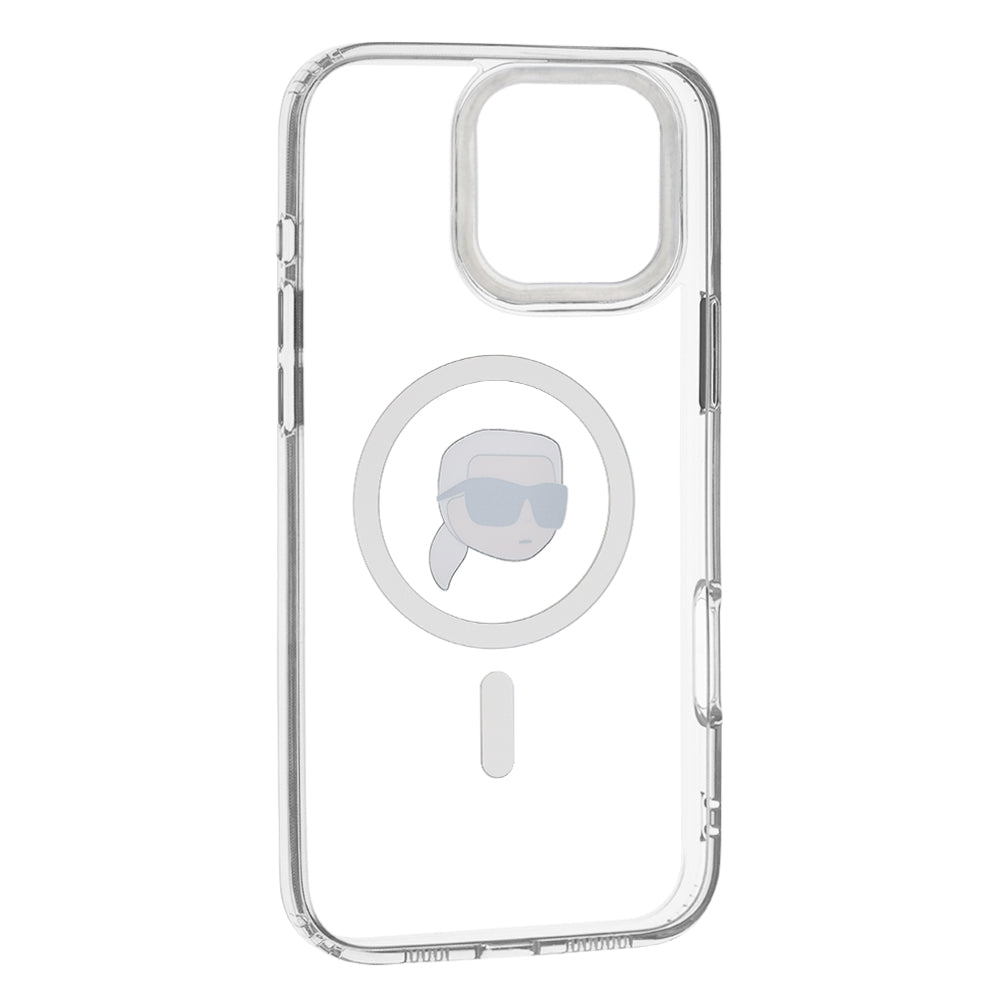 MagSafe-kotelo Apple iPhone 16 Prolle, Karl Lagerfeld, IML Metal Karl's Head, Valkoinen