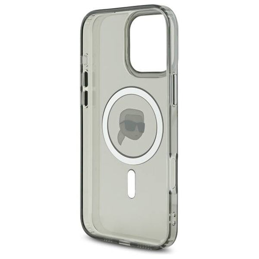 MagSafe-kotelo Apple iPhone 16 Prolle, Karl Lagerfeld, IML Metal Karl's Head, Musta