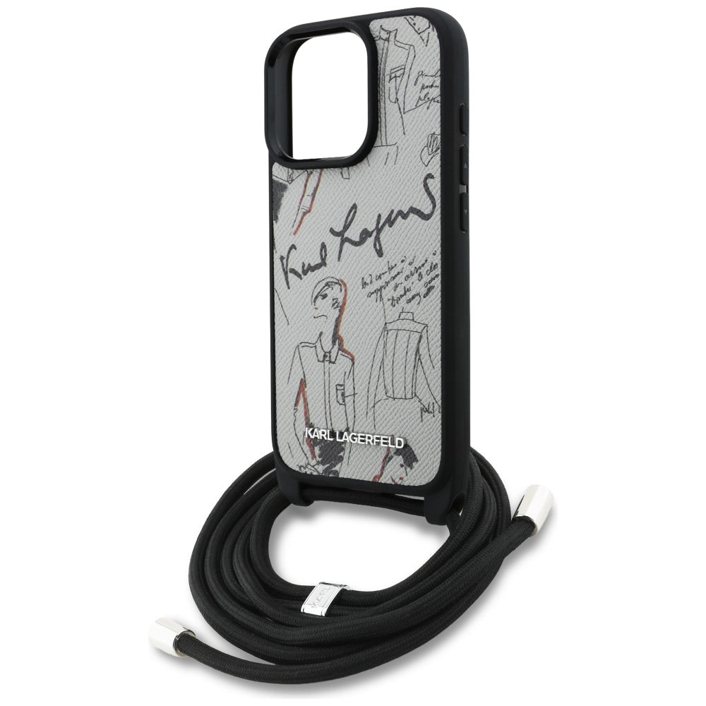 MagSafe-kotelo Apple iPhone 16 Prolle, Karl Lagerfeld, Saffiano Crossbody, Harmaa