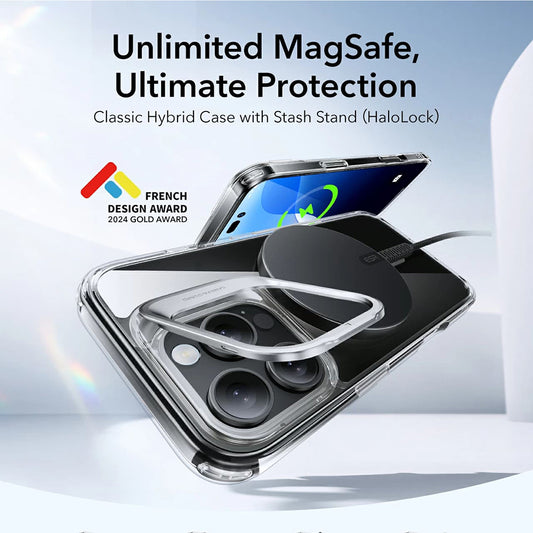 MagSafe-kotelo Apple iPhone 16 Pro Maxille, ESR, Classic Hybrid Kickstand, Satinoitu Musta