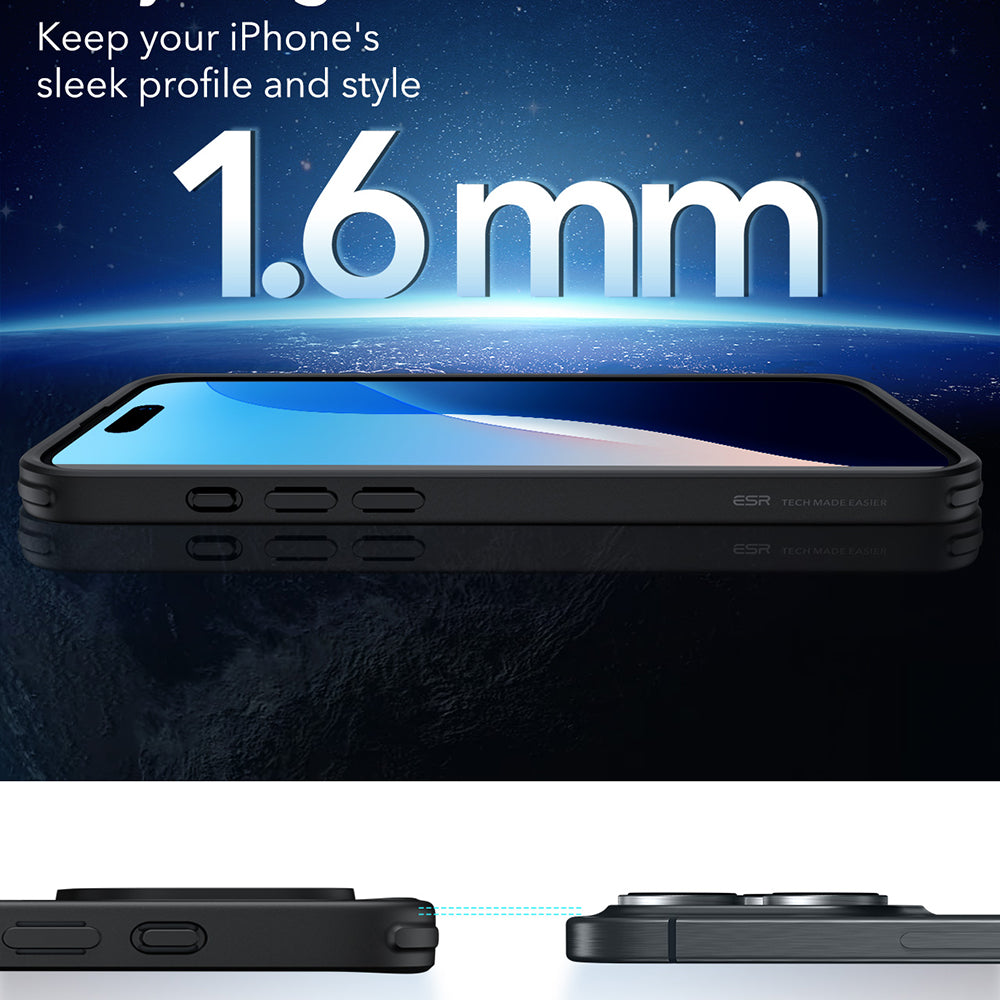 MagSafe-kotelo Apple iPhone 16 Pro Maxille, ESR, Classic Hybrid, Läpinäkyvä Musta