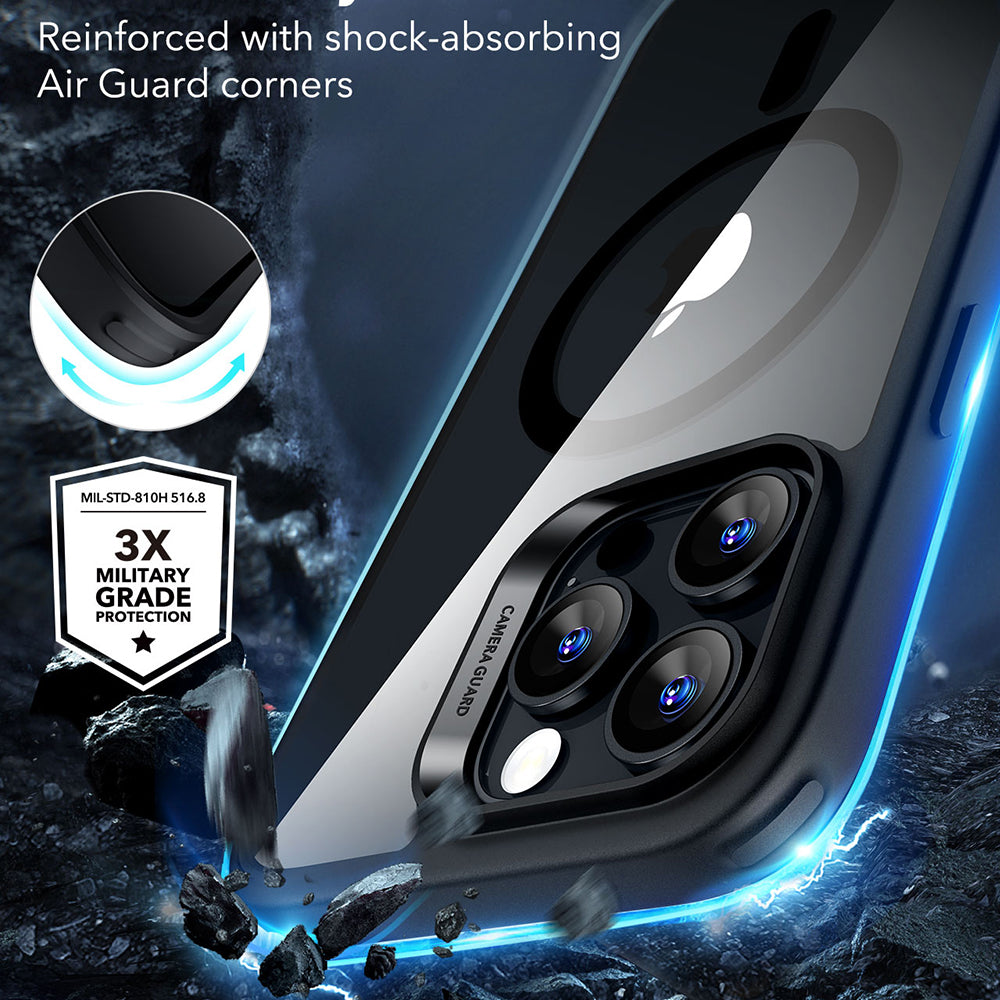 MagSafe-kotelo Apple iPhone 16 Pro Maxille, ESR, Classic Hybrid, Läpinäkyvä Musta