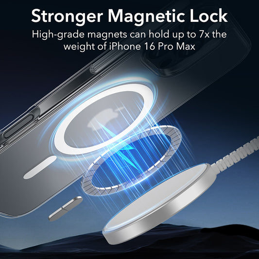 MagSafe-kotelo Apple iPhone 16 Pro Max:lle, ESR, Classic Hybrid, Satinoitu Läpinäkyvä