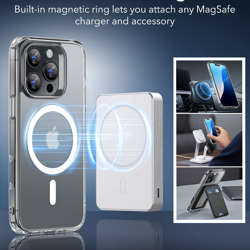 MagSafe-kotelo Apple iPhone 16 Pro Max:lle, ESR, Classic Hybrid, Satinoitu Läpinäkyvä