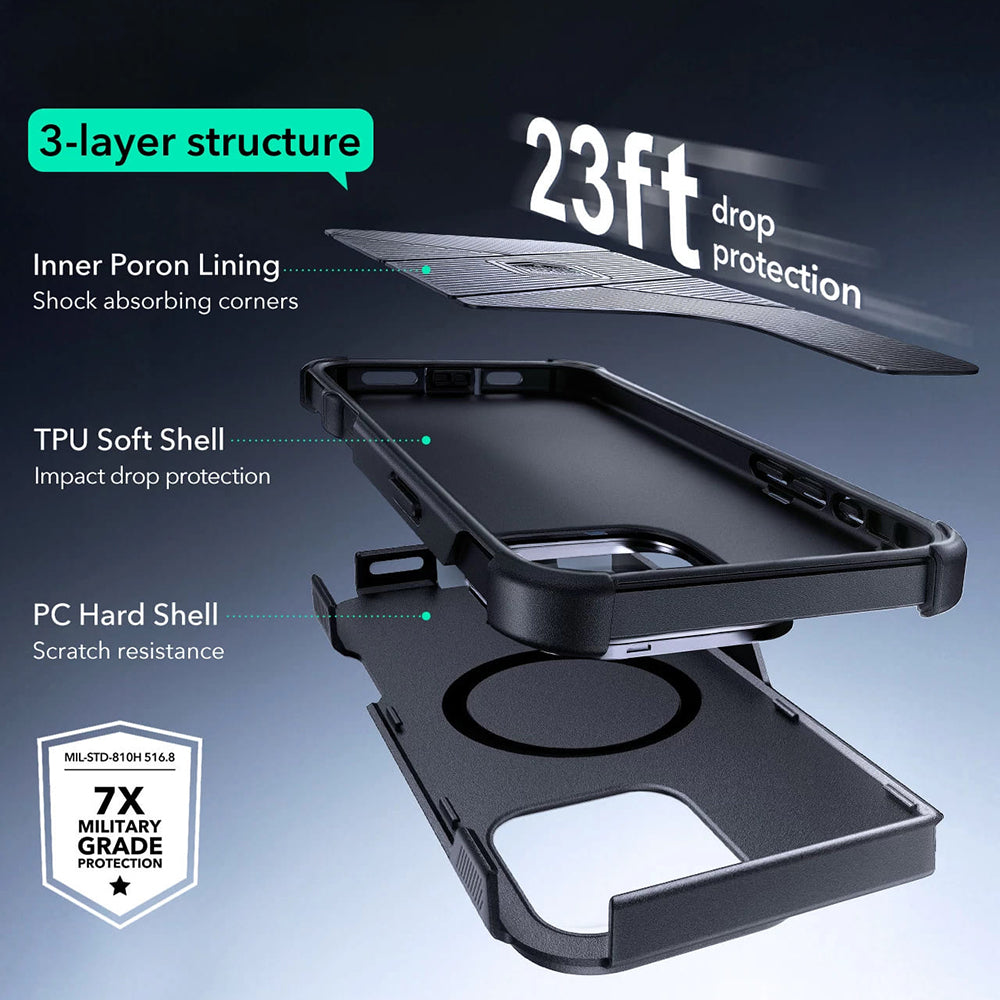 MagSafe-kotelo Apple iPhone 16 Pro Maxille, ESR, Cyber Armor Kickstand, Harmaa