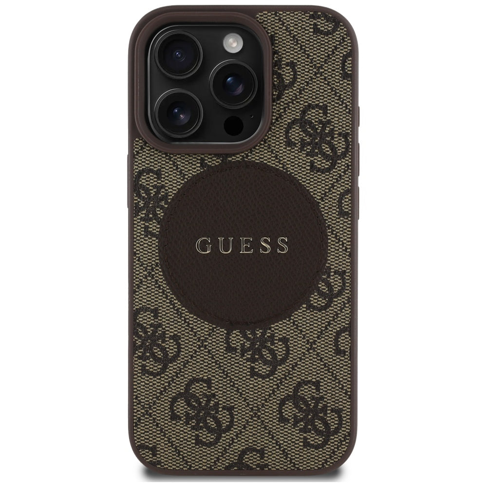 MagSafe-kotelo Apple iPhone 16 Pro Maxille, Guess, 4G Circle Classic Logo, Ruskea