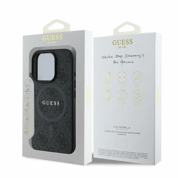 MagSafe-kotelo Apple iPhone 16 Pro Maxille, Guess, 4G Ring Classic Logo, Musta