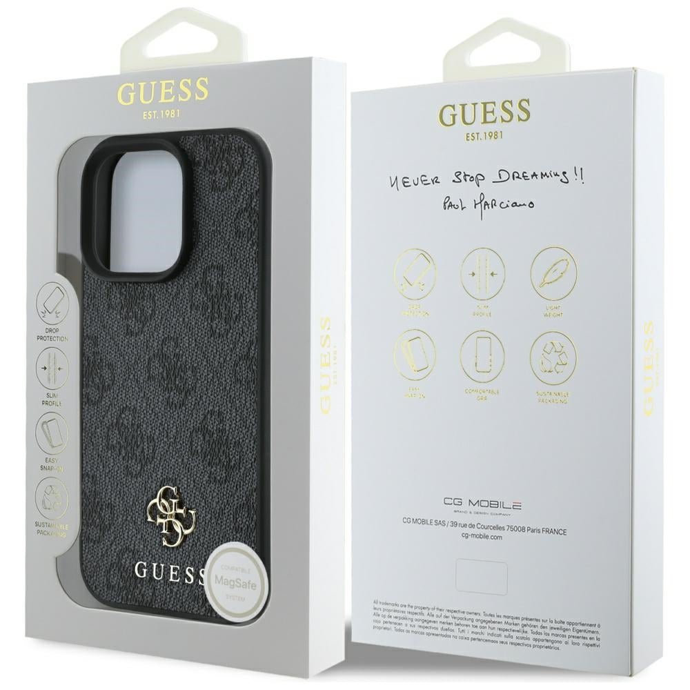 MagSafe-kotelo Apple iPhone 16 Pro Maxille, Guess, 4G Small and Classic Logo, Musta