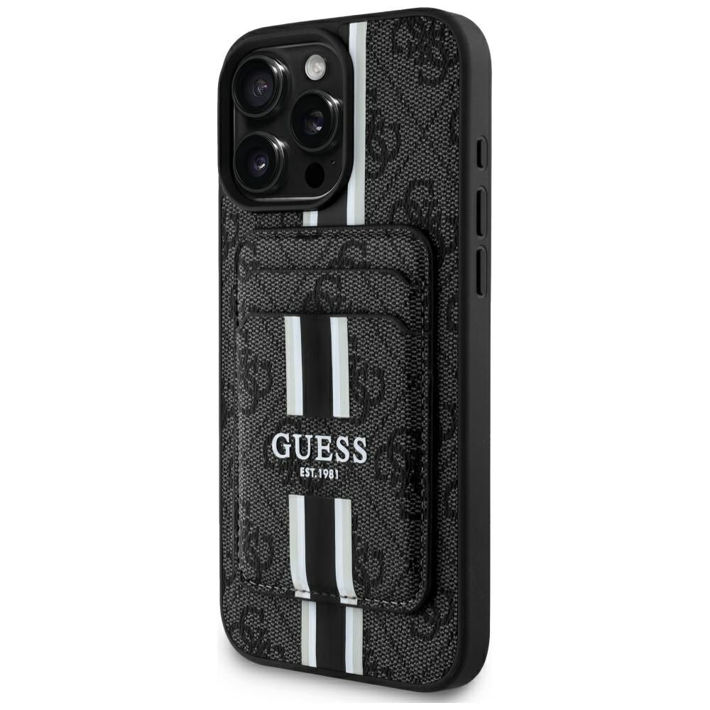 MagSafe-kotelo Apple iPhone 16 Pro Maxille, Guess, Cardslot 4G Stripes, Musta
