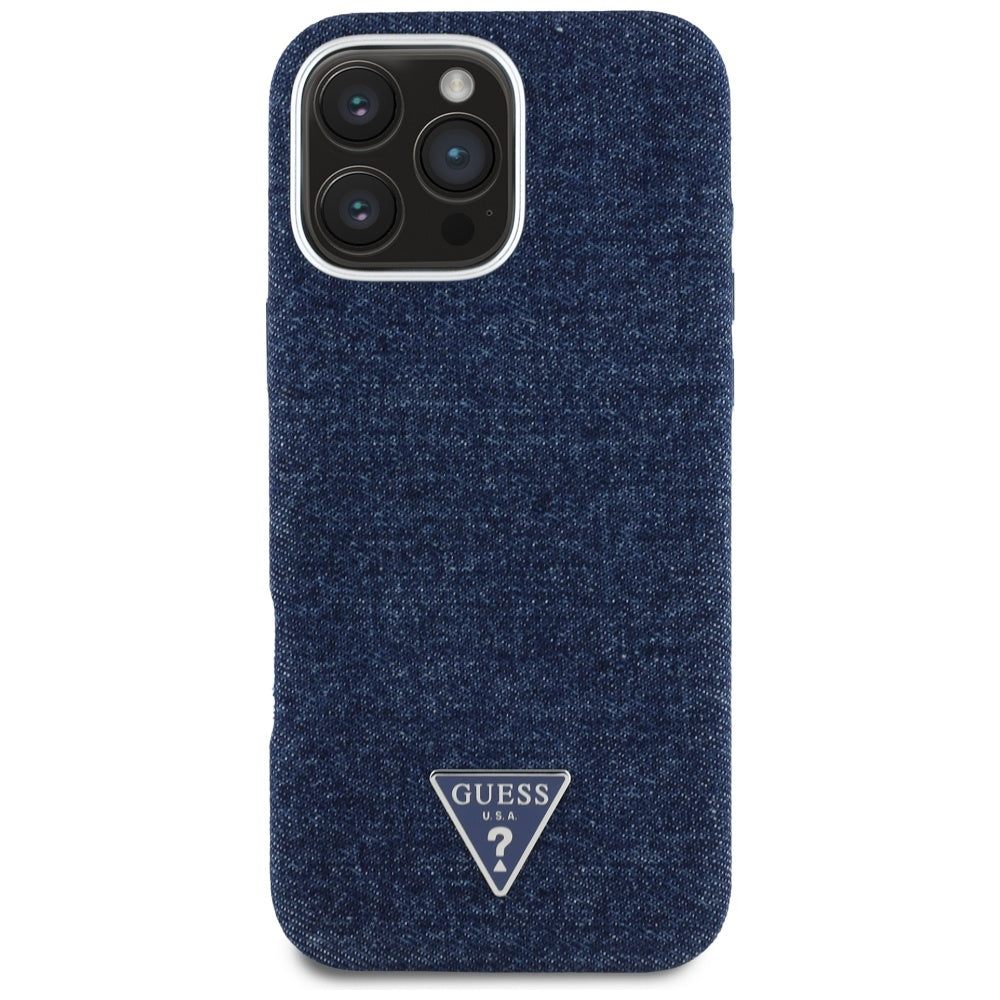 MagSafe-kotelo Apple iPhone 16 Pro Maxille, Guess, Denim Triangle Logo, Sininen