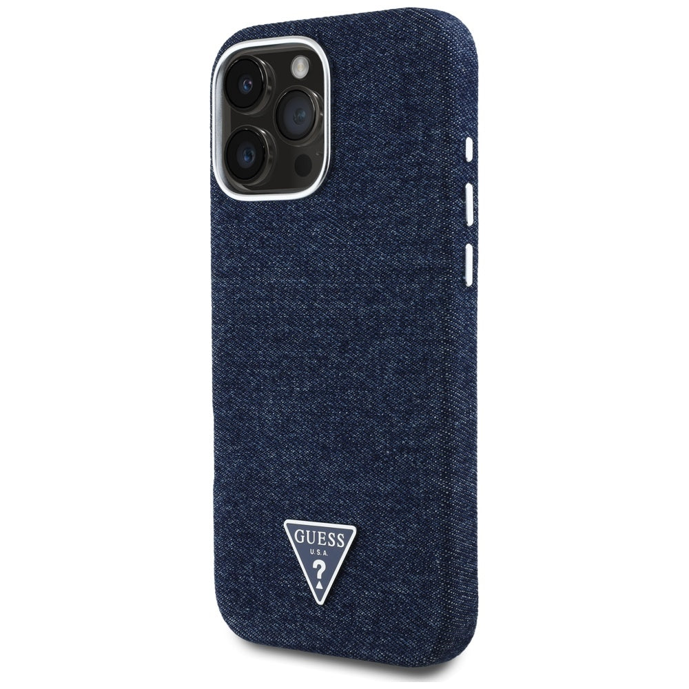 MagSafe-kotelo Apple iPhone 16 Pro Maxille, Guess, Denim Triangle Logo, Sininen