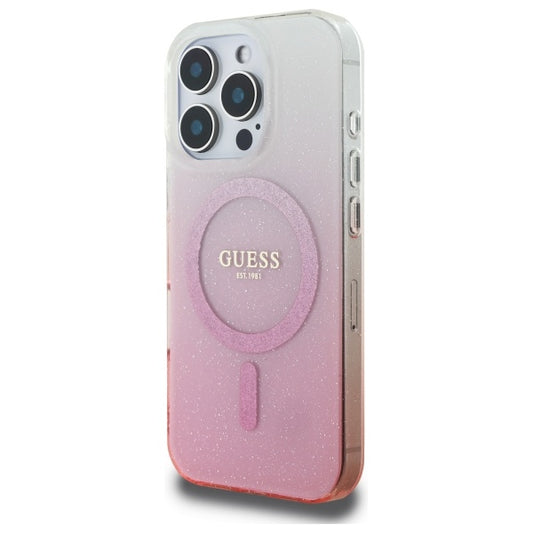 MagSafe-kotelo Apple iPhone 16 Pro Maxille, Guess, IML Glitter Gradient, Pinkki