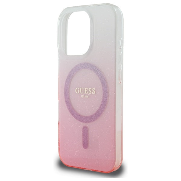 MagSafe-kotelo Apple iPhone 16 Pro Maxille, Guess, IML Glitter Gradient, Pinkki