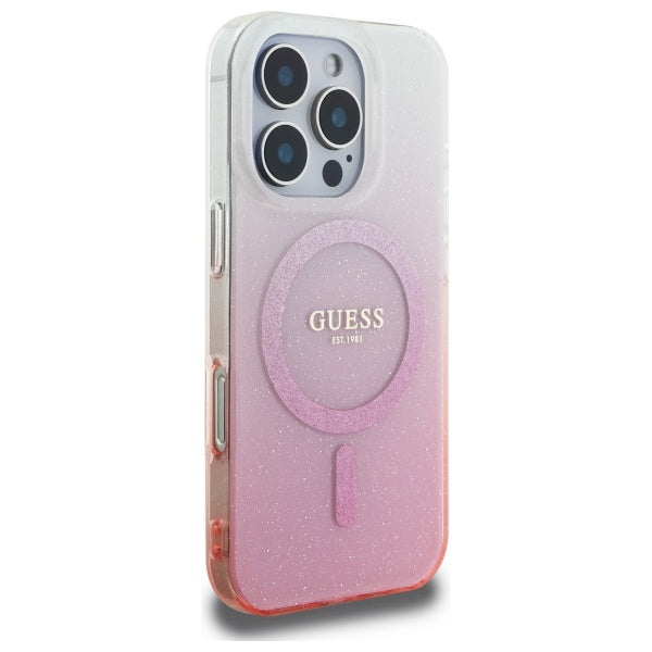 MagSafe-kotelo Apple iPhone 16 Pro Maxille, Guess, IML Glitter Gradient, Pinkki