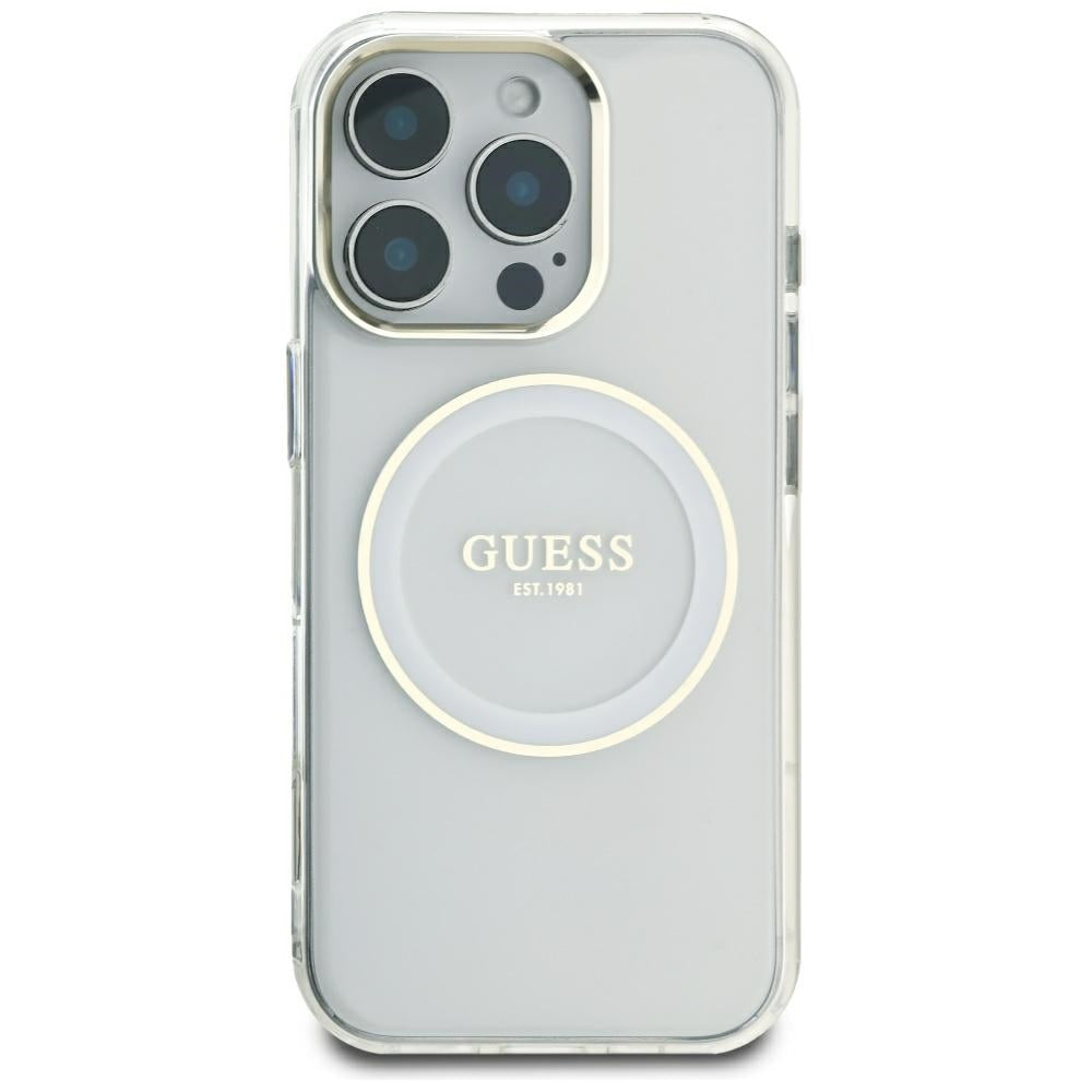 MagSafe-kotelo Apple iPhone 16 Pro Maxille, Guess, IML Metal Colored Circle, Valkoinen