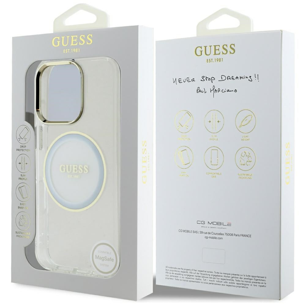 MagSafe-kotelo Apple iPhone 16 Pro Maxille, Guess, IML Metal Colored Circle, Valkoinen