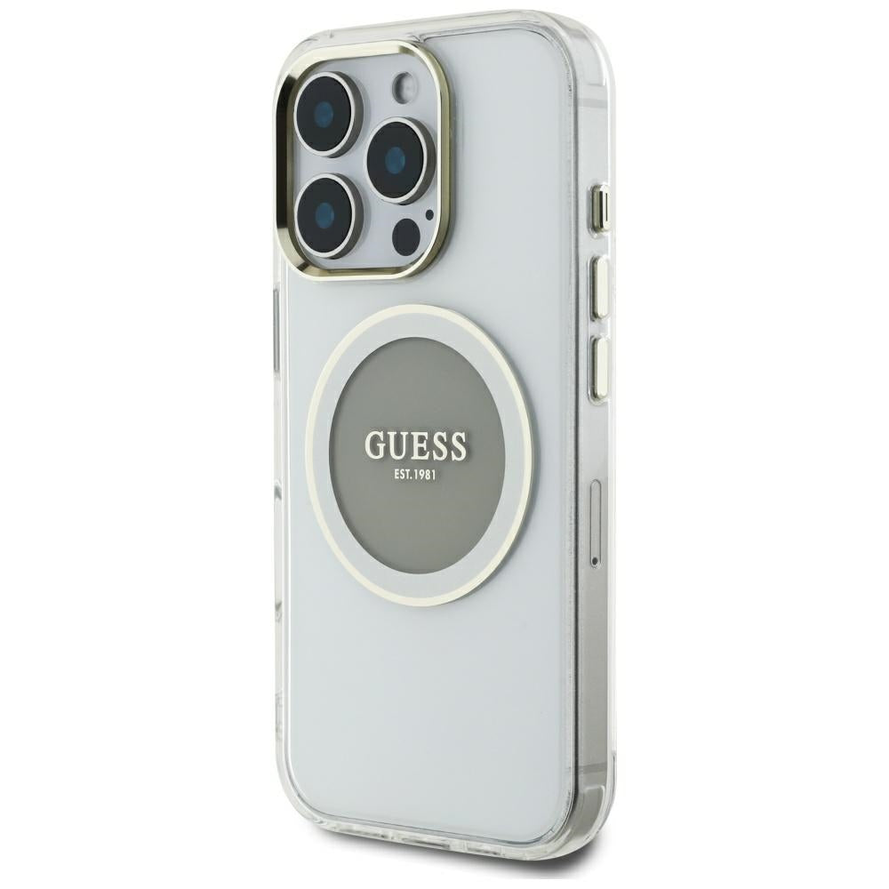 MagSafe-kotelo Apple iPhone 16 Pro Maxille, Guess, IML Metal Colored Circle, Harmaa