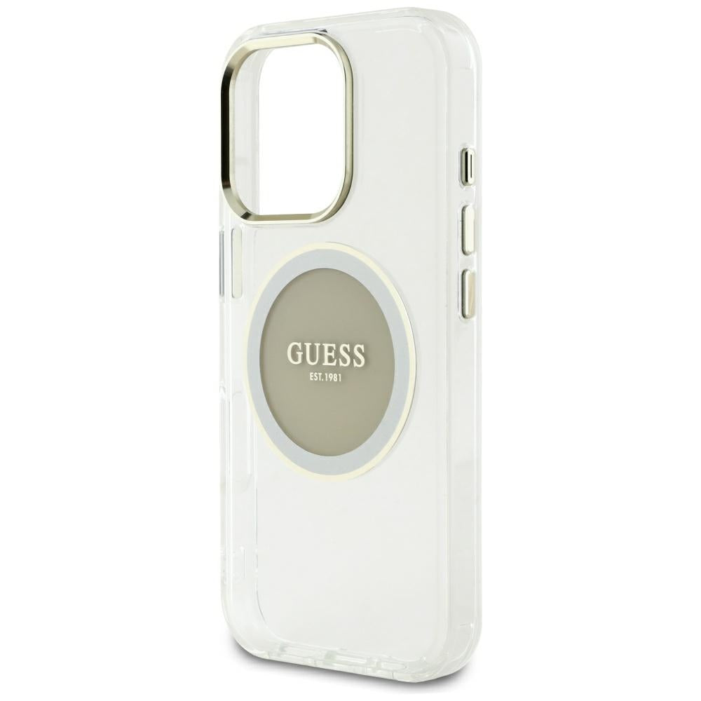 MagSafe-kotelo Apple iPhone 16 Pro Maxille, Guess, IML Metal Colored Circle, Harmaa