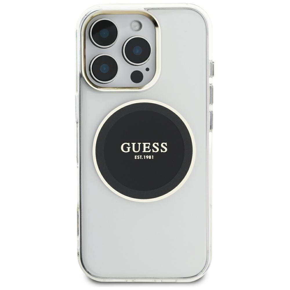 MagSafe-kotelo Apple iPhone 16 Pro Maxille, Guess, IML Metal Colored Circle, Musta