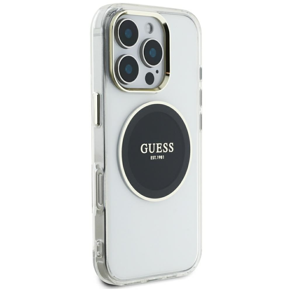 MagSafe-kotelo Apple iPhone 16 Pro Maxille, Guess, IML Metal Colored Circle, Musta