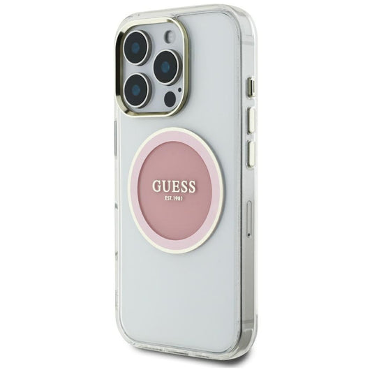 MagSafe-kotelo Apple iPhone 16 Pro Maxille, Guess, IML Metal Colored Circle, Pinkki