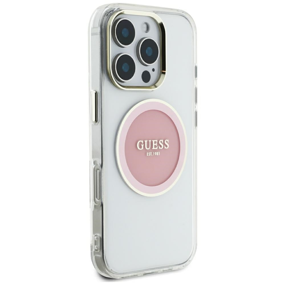 MagSafe-kotelo Apple iPhone 16 Pro Maxille, Guess, IML Metal Colored Circle, Pinkki
