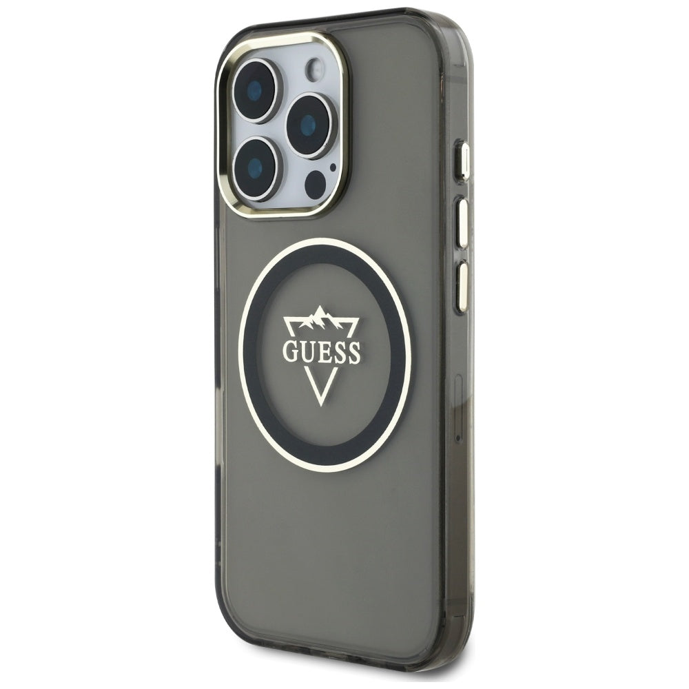 MagSafe-kotelo Apple iPhone 16 Pro Maxille, Guess, IML Metal Mountain -logo, Musta