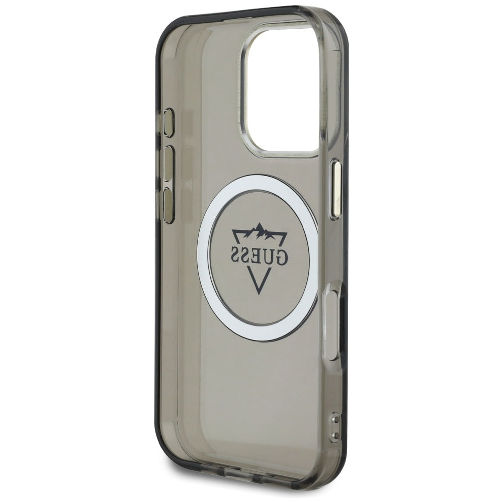 MagSafe-kotelo Apple iPhone 16 Pro Maxille, Guess, IML Metal Mountain -logo, Musta