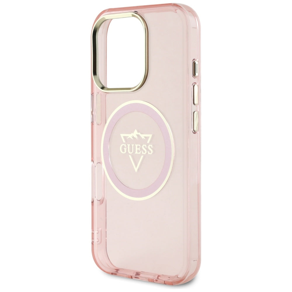 MagSafe-kotelo Apple iPhone 16 Pro Maxille, Guess, IML Metal Mountain -logo, Pinkki