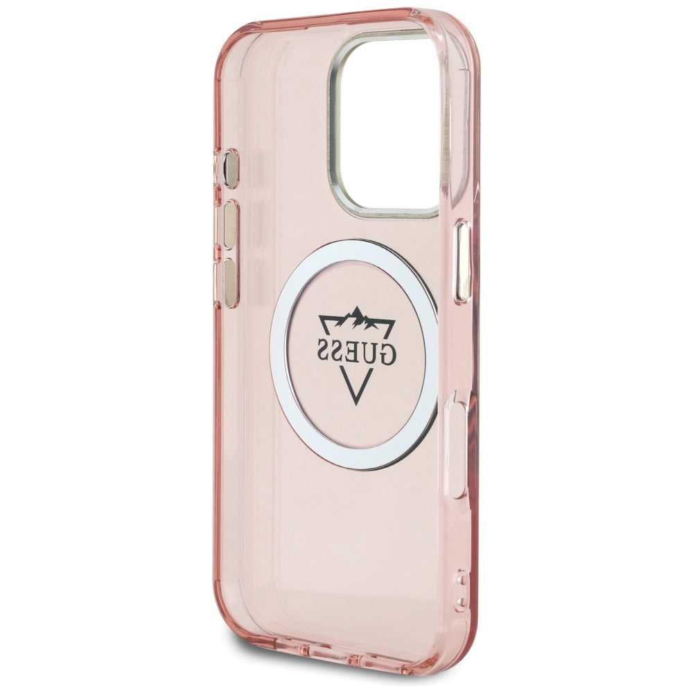 MagSafe-kotelo Apple iPhone 16 Pro Maxille, Guess, IML Metal Mountain -logo, Pinkki