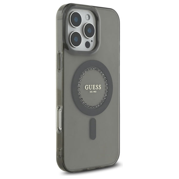 MagSafe-kotelo Apple iPhone 16 Pro Maxille, Guess, IML Rhinestone, Musta