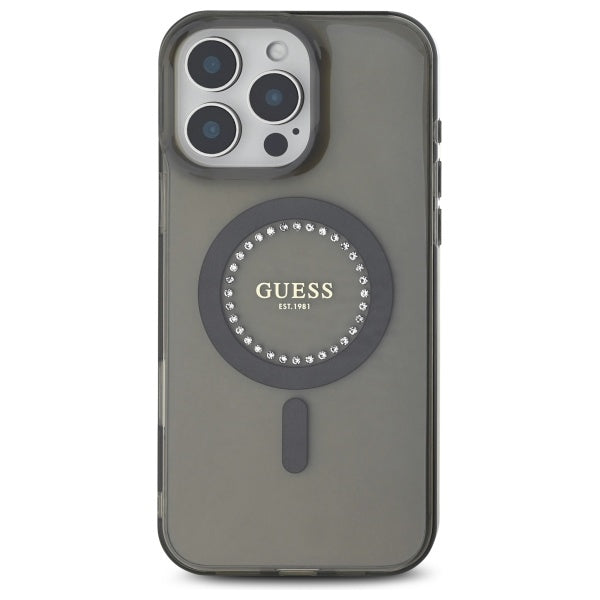 MagSafe-kotelo Apple iPhone 16 Pro Maxille, Guess, IML Rhinestone, Musta