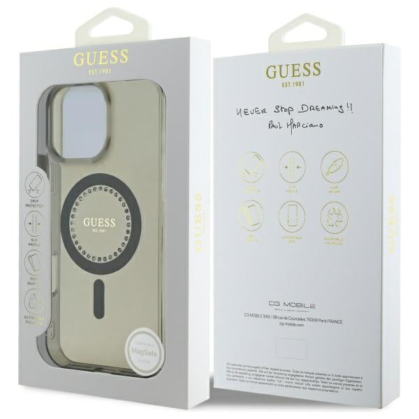MagSafe-kotelo Apple iPhone 16 Pro Maxille, Guess, IML Rhinestone, Musta