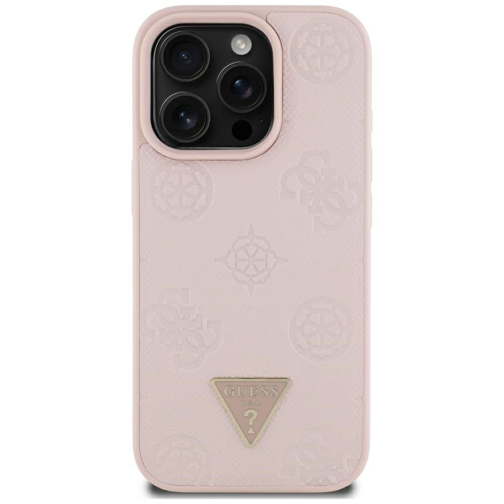 MagSafe-kotelo Apple iPhone 16 Pro Max:lle, Guess, Peony Grained Hot Stamp Triangle, Pinkki