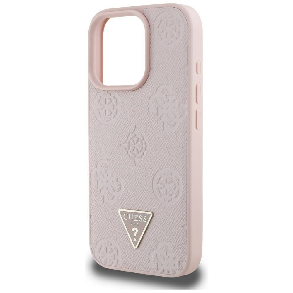 MagSafe-kotelo Apple iPhone 16 Pro Max:lle, Guess, Peony Grained Hot Stamp Triangle, Pinkki