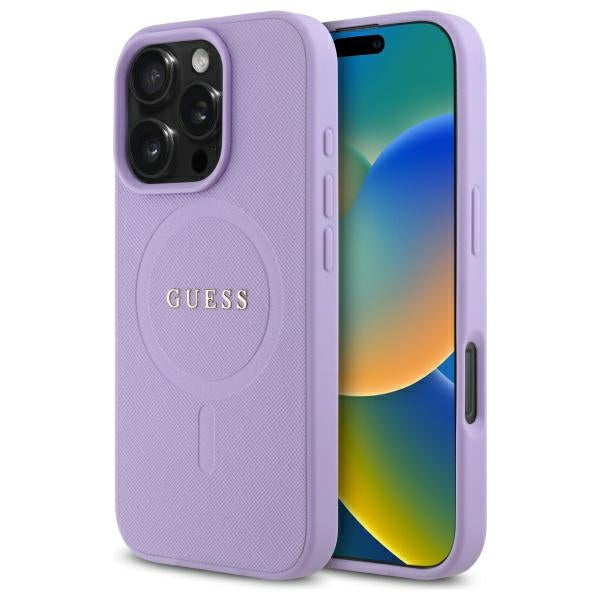MagSafe-kotelo Apple iPhone 16 Pro Maxille, Guess, Saffiano, Violetti