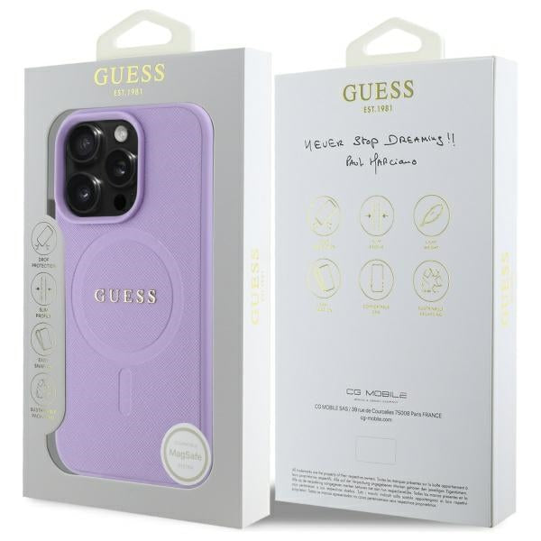 MagSafe-kotelo Apple iPhone 16 Pro Maxille, Guess, Saffiano, Violetti