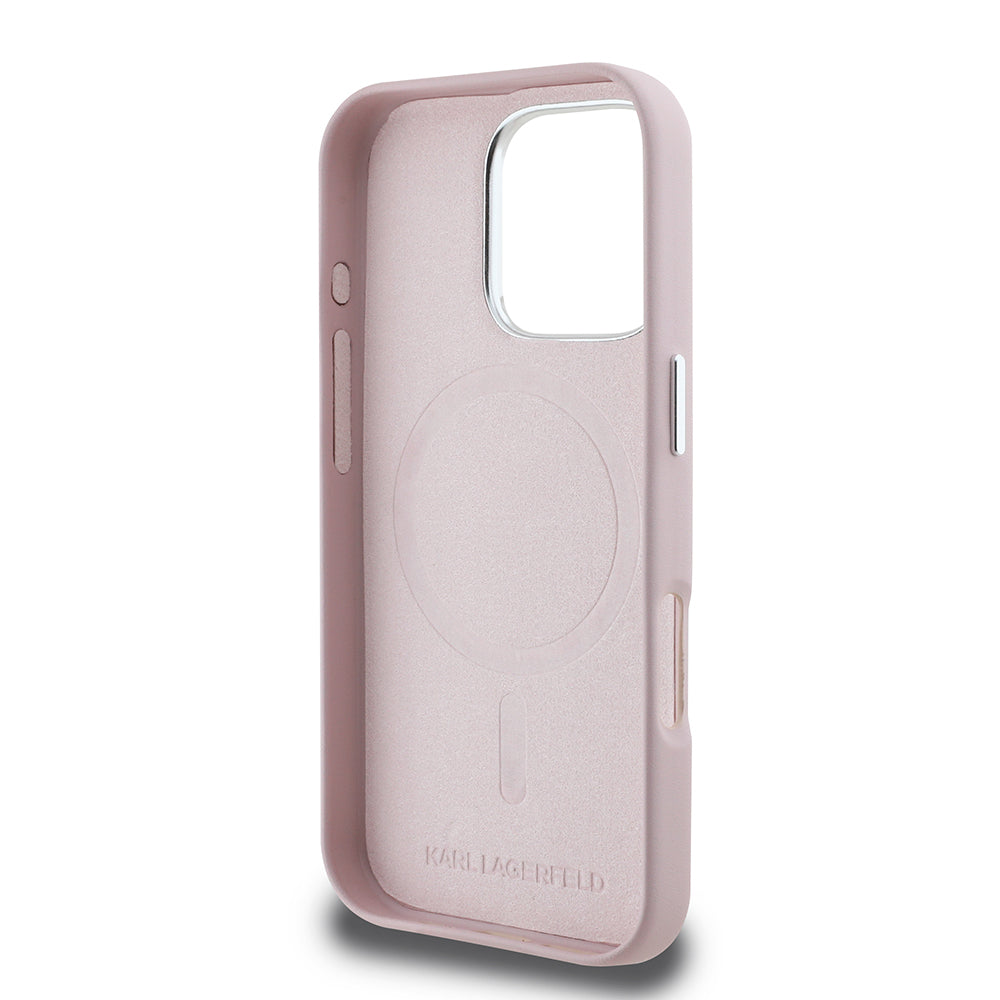 MagSafe-kotelo Apple iPhone 16 Pro Maxille, Karl Lagerfeld, FW Metal Plate, Pinkki