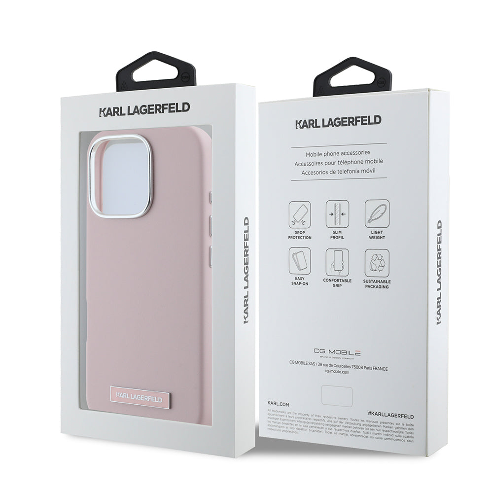 MagSafe-kotelo Apple iPhone 16 Pro Maxille, Karl Lagerfeld, FW Metal Plate, Pinkki