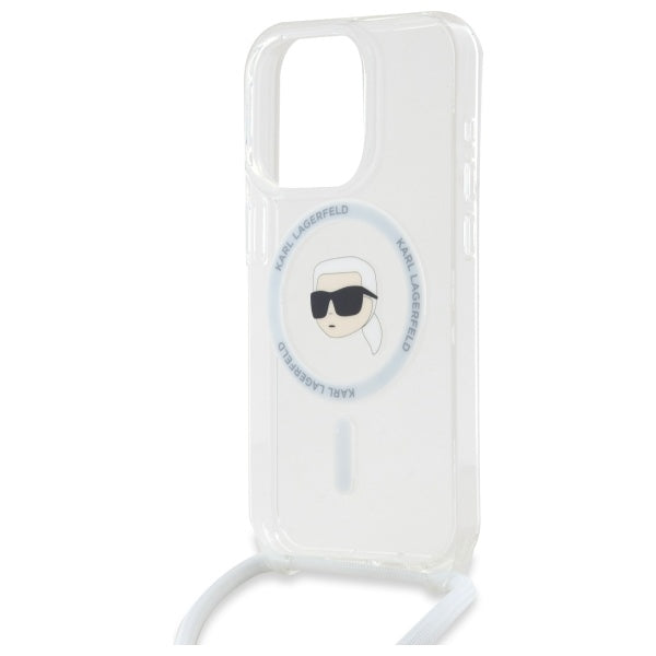 MagSafe-kotelo Apple iPhone 16 Pro Maxille, Karl Lagerfeld, IML Crossbody Karl's Head, Läpinäkyvä