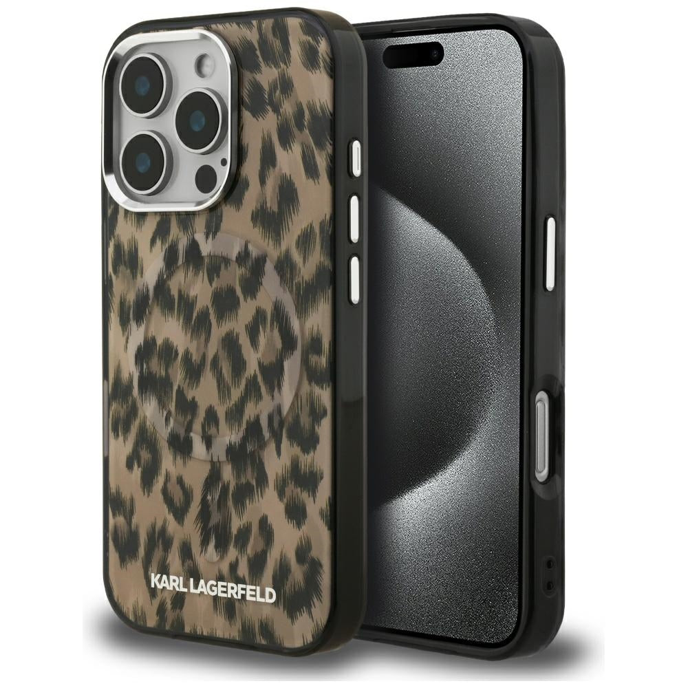 MagSafe-kotelo Apple iPhone 16 Pro Maxille, Karl Lagerfeld, IML Leopard Pattern, Ruskea